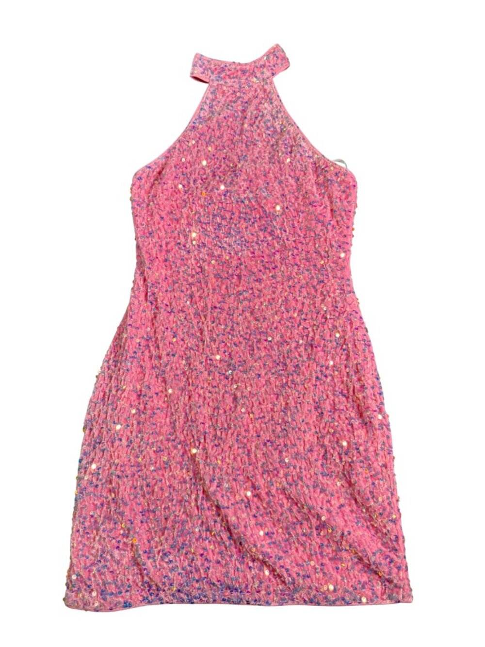 SHEIN ICON Womens M Pink Sequin Halter Bodycon Mini Dress Party Club NWT